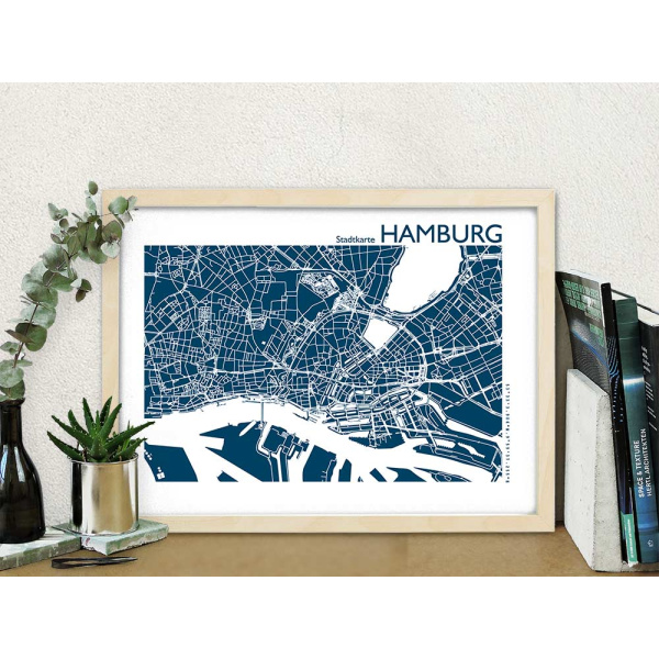 Hamburg Karte. ocean | 30 x 21 cm