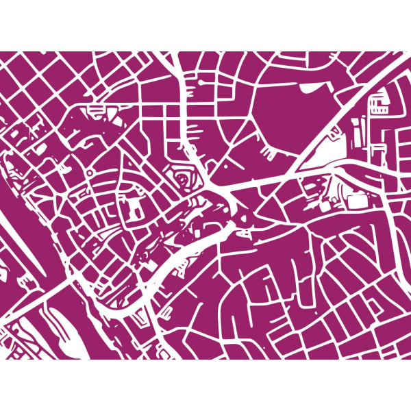 Stuttgart Map. rasberry | 60 x 42 cm