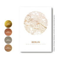 Berlin Karte Eckig. gold | A4