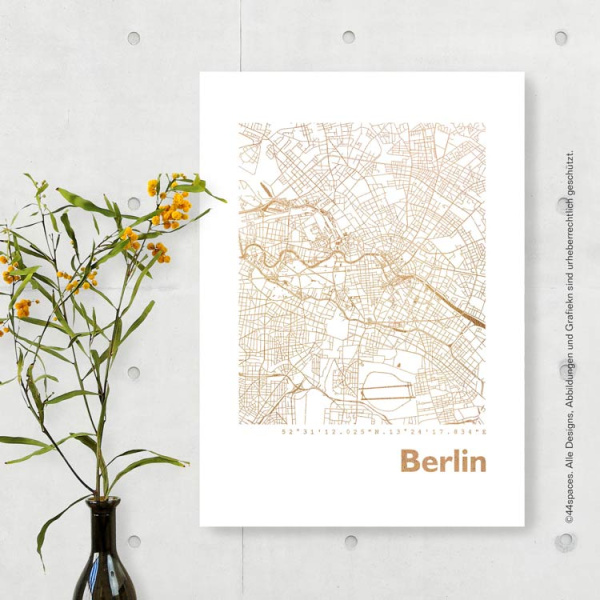 Berlin Karte Eckig. gold | A3