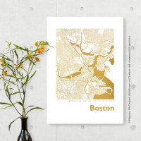Boston map square. roségold | A4