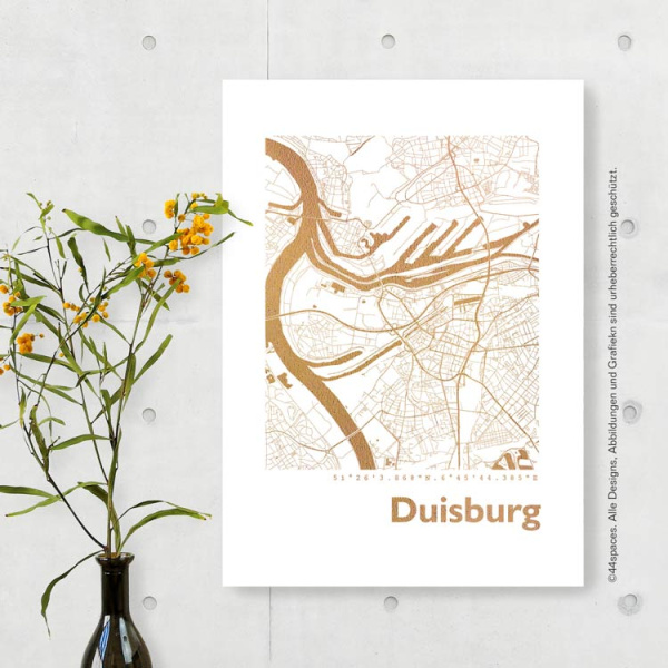 Duisburg Karte Eckig. gold | A4