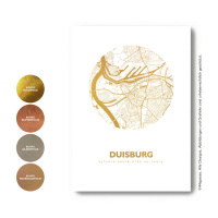 Duisburg Karte Rund. silber | A3