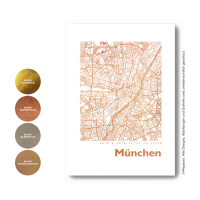 München Karte Eckig. gold | A4