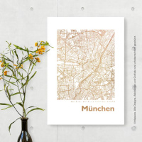 München Karte Eckig. silber | A3