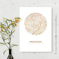 Munich map circle. gold | A4