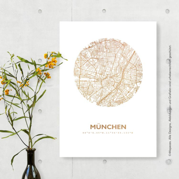 Munich map circle. silver | A3