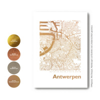 Antwerpen Karte Eckig. gold | A4