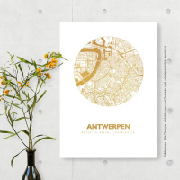 Antwerpen Karte Rund. gold | A4