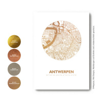 Antwerpen map circle. silver | A3