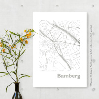 Bamberg Karte Eckig. silber | A3