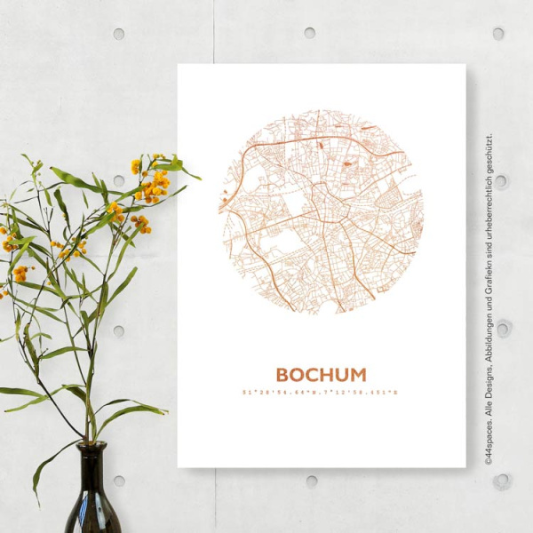 Bochum Karte Rund. gold | A4