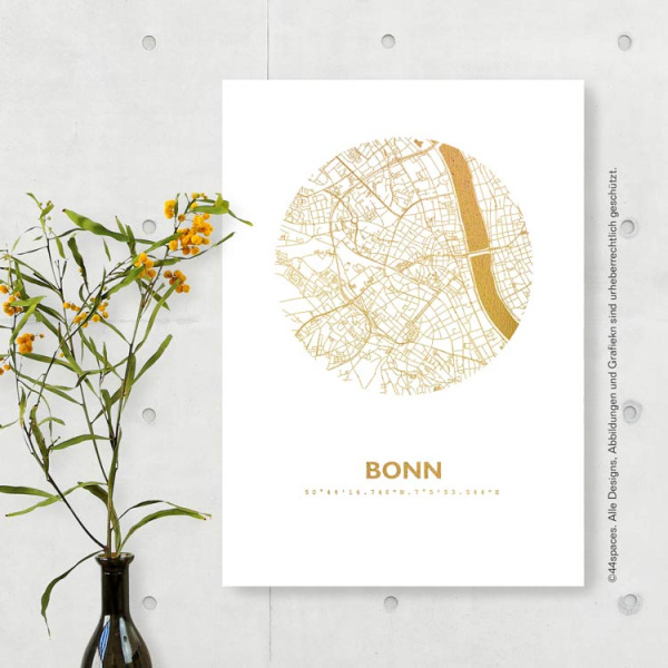 Bonn Karte Rund. gold | A4