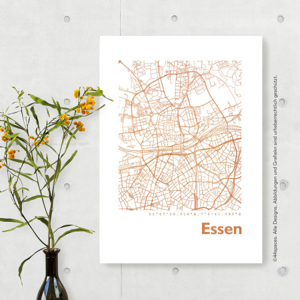 Essen map square. gold | A4