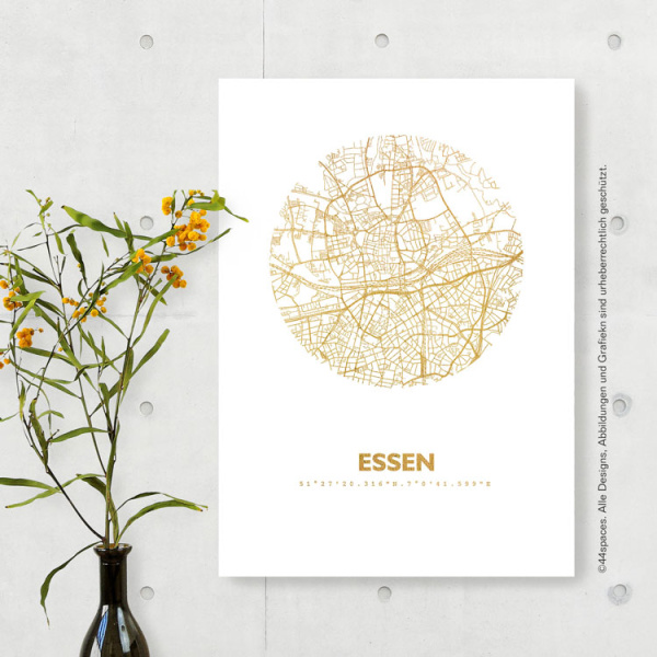 Essen map circle. gold | A4