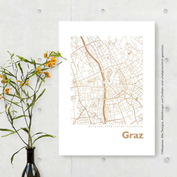 Graz map square. gold | A4