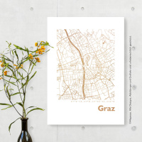 Graz map square. roségold | A4