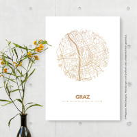 Graz Karte Rund. silber | A3