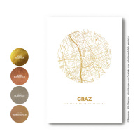Graz Karte Rund. silber | A3