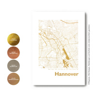 Hannover Karte Eckig. silber | A3