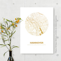 Hannover Karte Rund. silber | A3