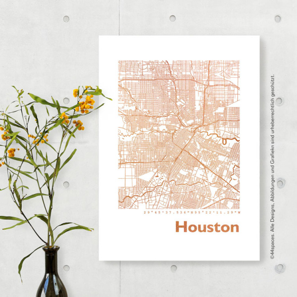 Houston TX map square. silver | A3