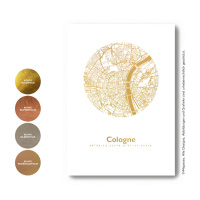 Cologne map square. gold | A4