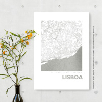 Lissabon Karte Eckig. gold | A4