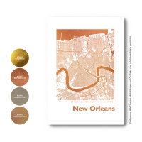 New Orleans Karte Eckig. gold | A4