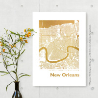 New Orleans Karte Eckig. silber | A3