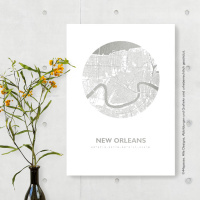 New Orleans Karte Rund. gold | A4