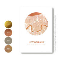 New Orleans Karte Rund. gold | A4