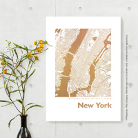 New York map square. gold | A4