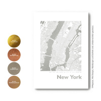 New York Karte Eckig. silber | A3