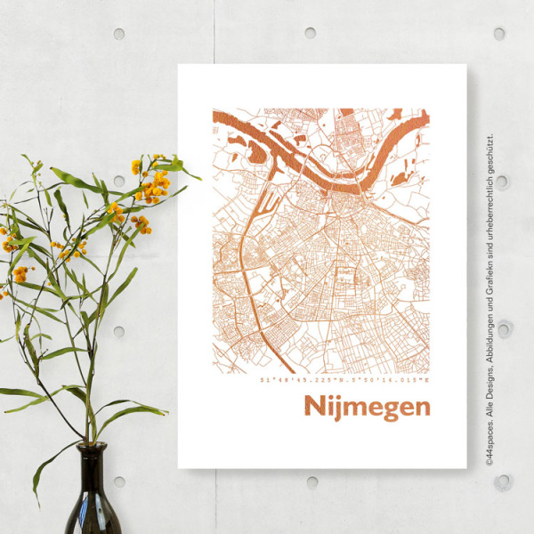 Nijmegen map square. gold | A4