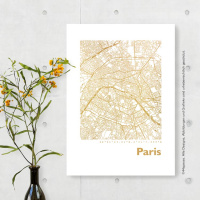 Paris map square. gold | A4