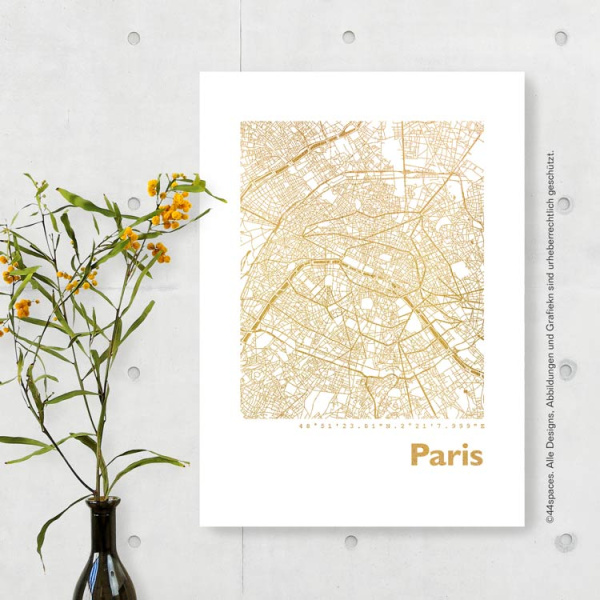 Paris Karte Eckig. silber | A3