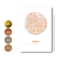 Paris Karte Rund. gold | A4