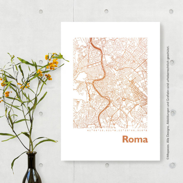 Rom Karte Eckig. gold | A4