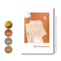San Francisco Karte Eckig. gold | A4