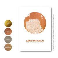 San Francisco Karte Rund. gold | A4