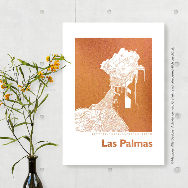 Las Palmas Karte Eckig. gold | A4