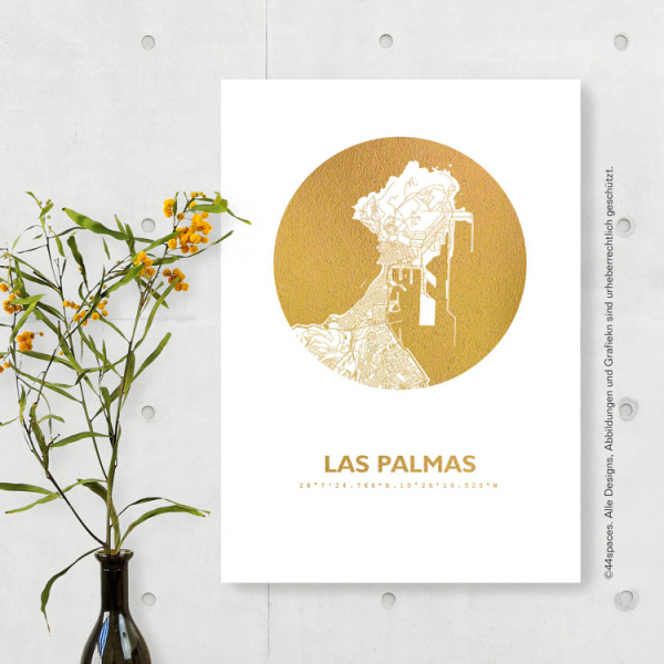 Las Palmas Karte Rund. gold | A4