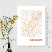 Stuttgart Karte Eckig. silber | A4