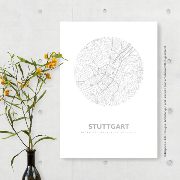 Stuttgart Karte Rund. gold | A4
