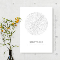Stuttgart Karte Rund. silber | A3