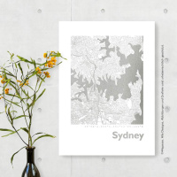 Sydney map square. silver | A3