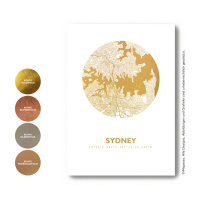 Sydney map circle. gold | A4