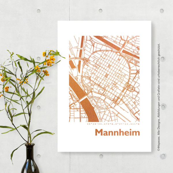 Mannheim map square. gold | A4