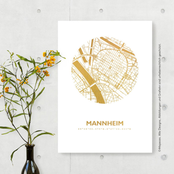 Mannheim map circle. silver | A3